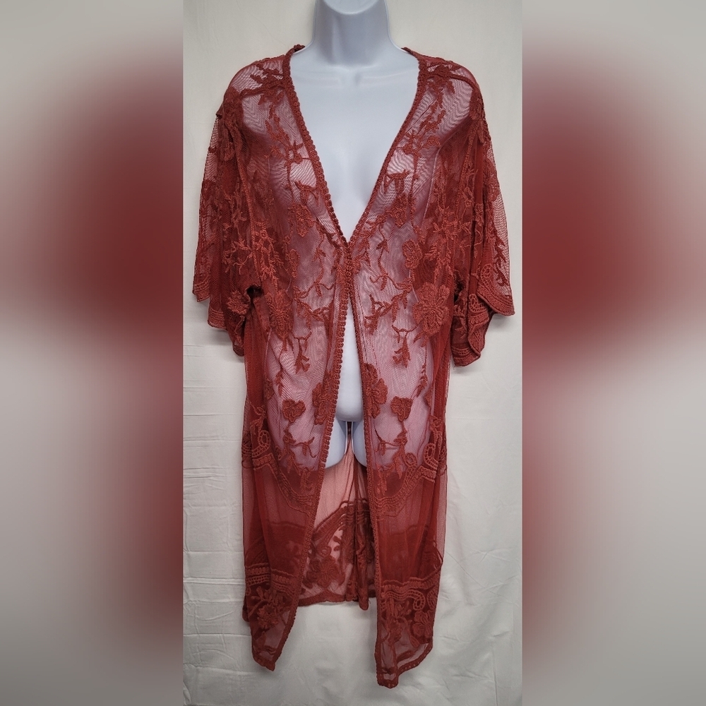 So Long Lace Lingerie Robe Open Front Kimono M